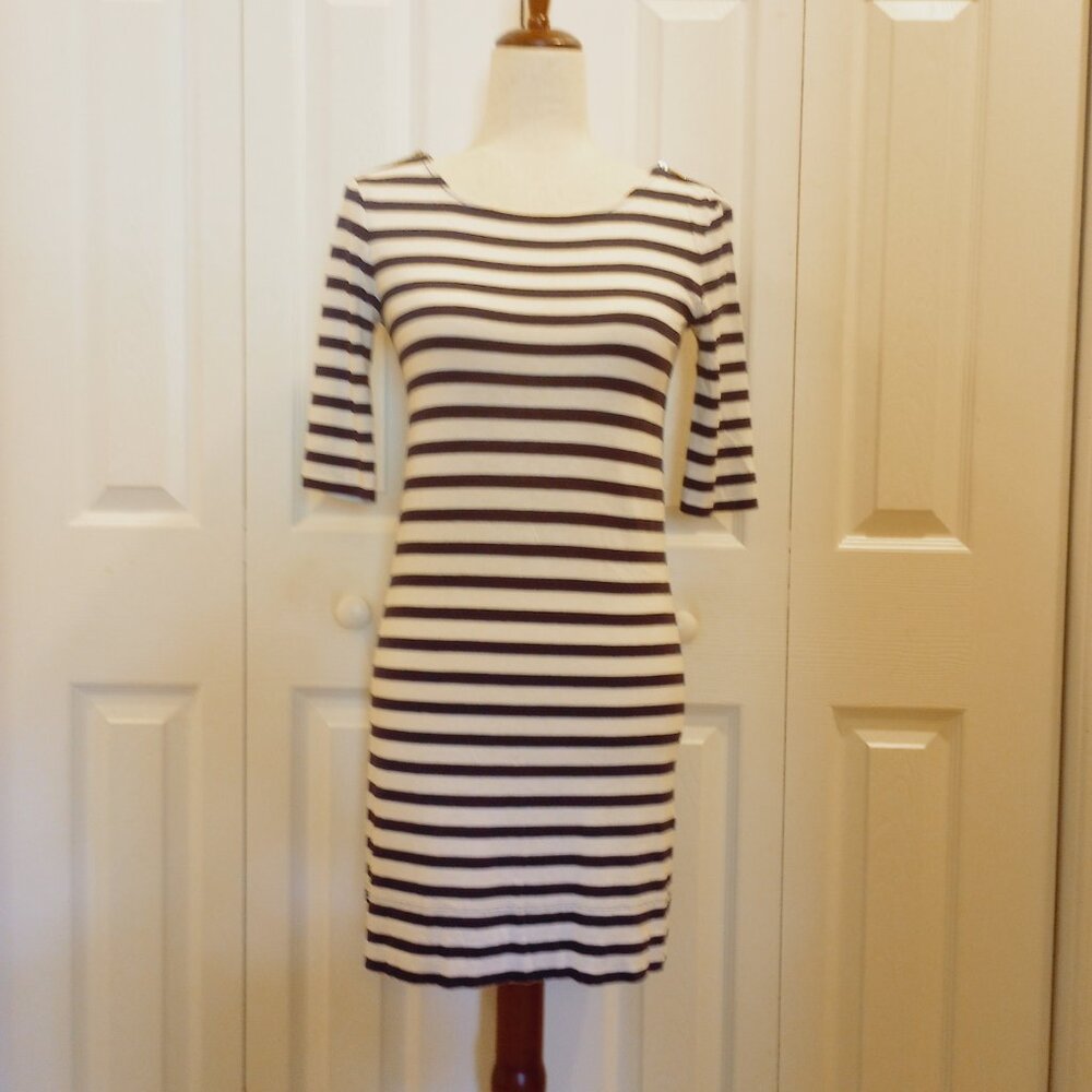 Vintage Juicy Couture Breton Mini Dress sz XS Black White Stripe